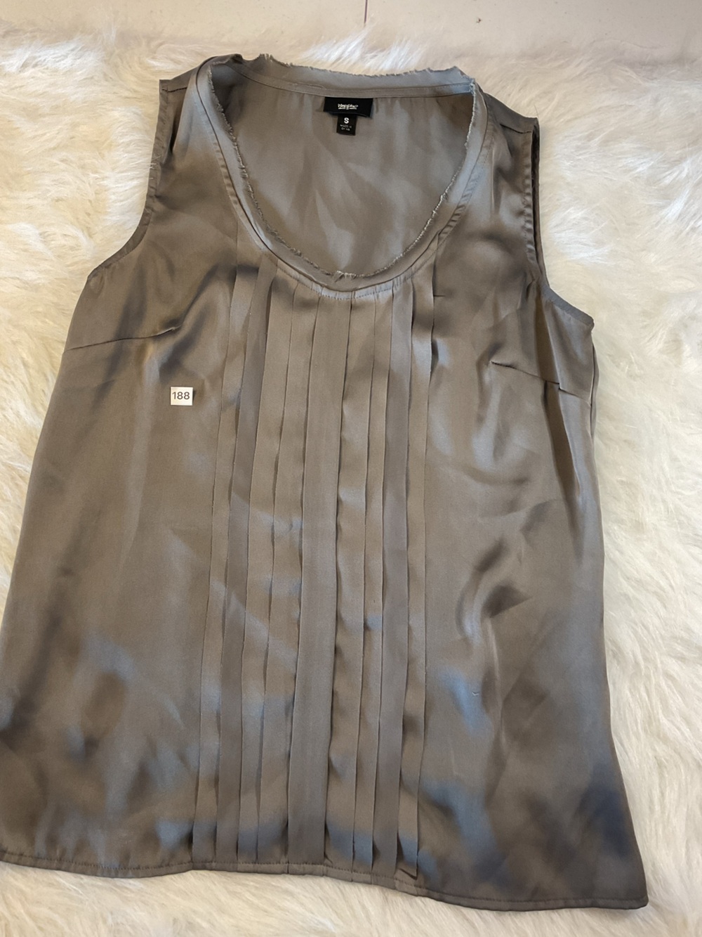 Mossimo Gray Satin Pleated Scoop Neck Shell